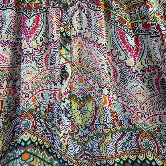 Jockey Women's Blouse S Multicolor Abstract Floral Print Garter Sleeve Loose Fit - Picture 7 of 13